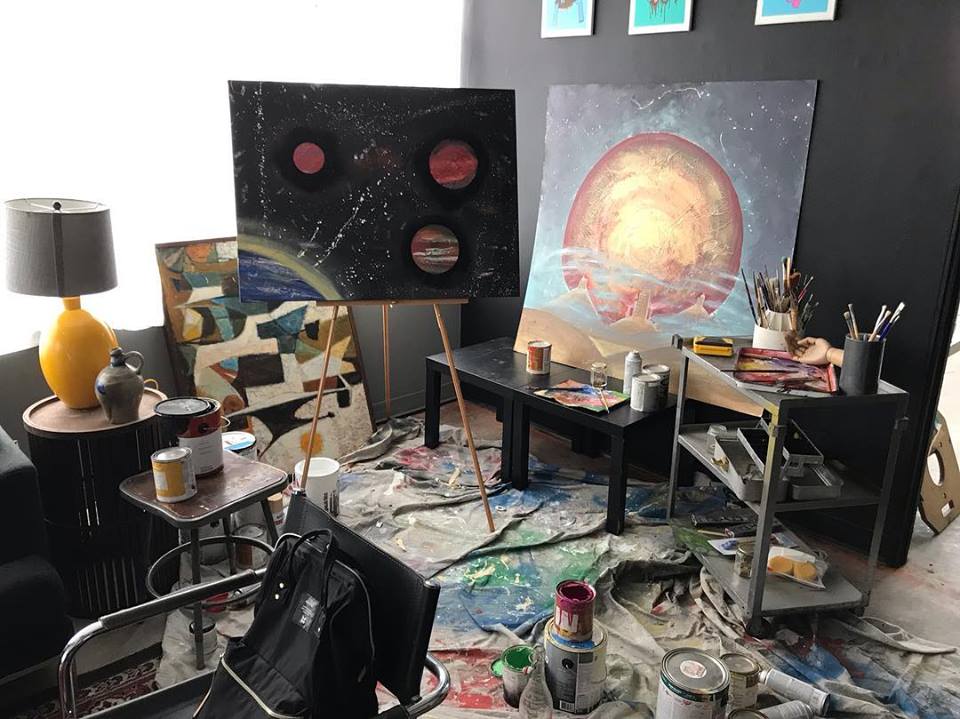 &nbsp;<br>Artist studio loft, designed into empty stage 